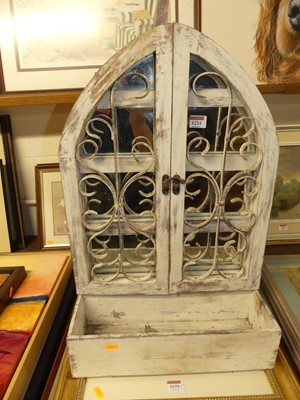 Lot 1224 - A rustic lime washed mirrored inset trough...