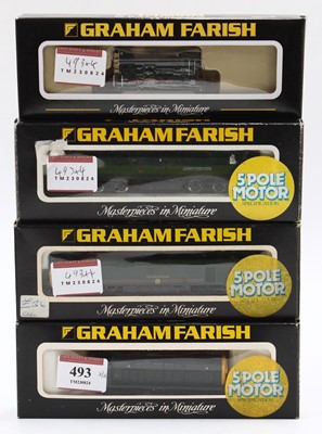 Lot 493 - Four N Gauge Graham Farish BR Green Diesel...