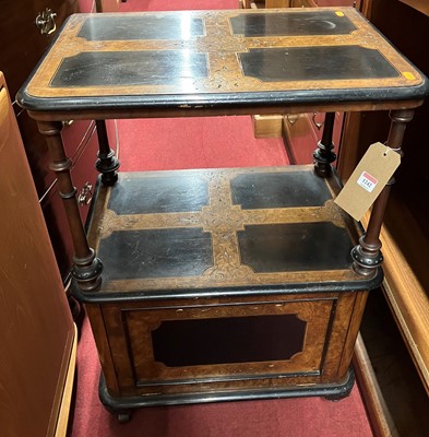 Lot 1242 - A mid-Victorian figured walnut and ebonised...