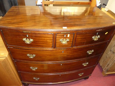 Lot 1246 - A Regency mahogany bow front chest, having...