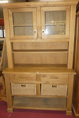 Lot 1248 - A contemporary joined blond oak kitchen...