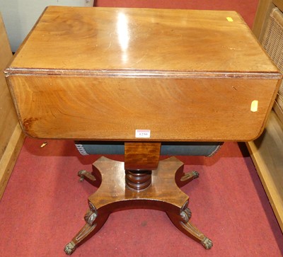 Lot 1250 - A William IV mahogany drop flap work table,...