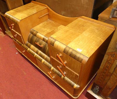 Lot 1255 - An Art Deco figured walnut and satinwood...