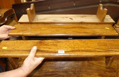 Lot 1259 - A set of four stained oak model long work...