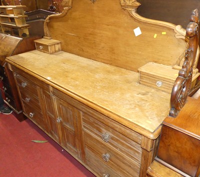 Lot 1263 - A Victorian stripped pine ledge back sideboard,...