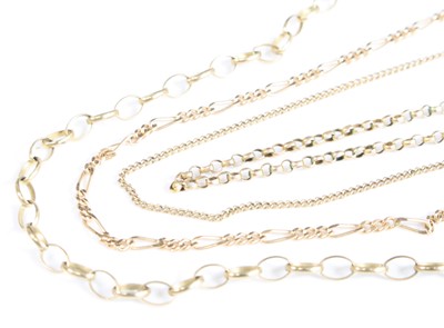 Lot 432 - A 9ct gold belcher link long neck chain, 54cm;...