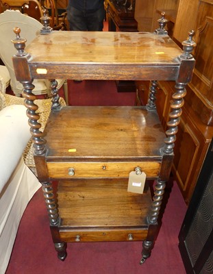 Lot 1277 - An early Victorian rosewood three-tier whatnot,...