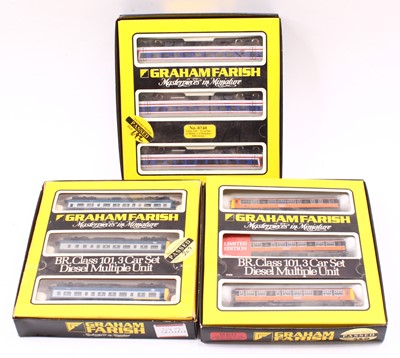 Lot 504 - Three N Gauge Graham Farish DMU sets: one...