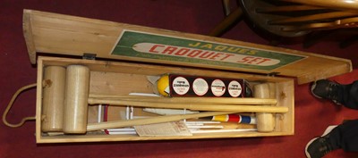 Lot 1306 - A Jacques pine boxed croquet set, retailed by...