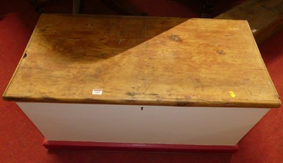 Lot 1307 - A rustic pine and later part painted hinge top...