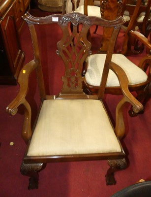 Lot 1323 - A mahogany Chippendale style pierced splatback...