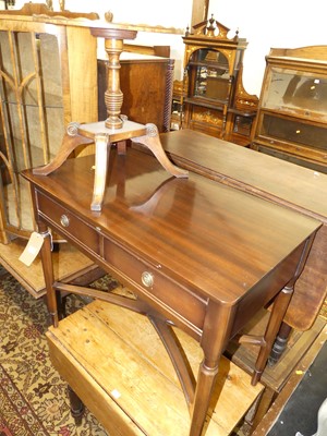 Lot 1420 - A reproduction mahogany two-drawer side table,...