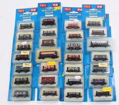 Lot 539 - 29 Peco N Gauge wagons, including an NE guards...