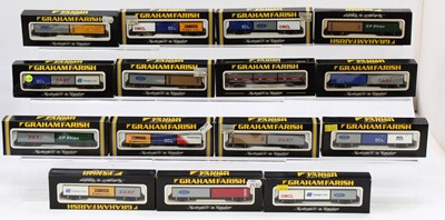 Lot 542 - 15 N Gauge Graham Farish container wagons....