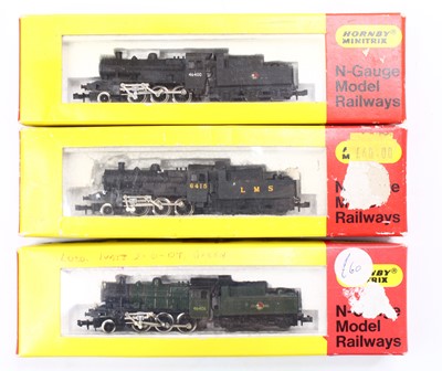 Lot 555 - Three Hornby Minitrix N Gauge Ivatt 2MT...