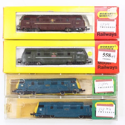 Lot 558 - Four Hornby Minitrix N Gauge Class 42 Warship...