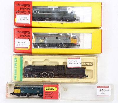 Lot 560 - 4 various Hornby Minitrix N Gauge locomotives,...