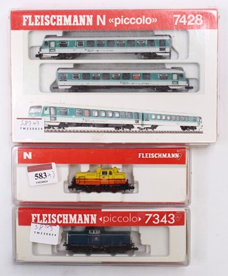 Lot 583 - 3 Fleischmann N gauge locomotives include a...