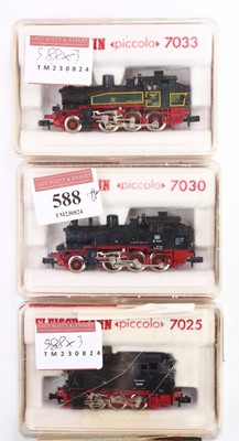 Lot 588 - 3x Fleischmann Piccolo tank locos, to include...