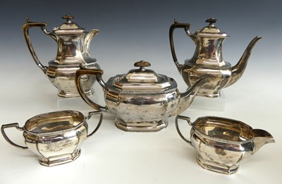 Lot 147 - An Art Deco style silver five-piece tea and...