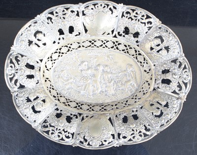 Lot 260 - A circa 1900 German silver bowl of shaped oval...