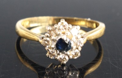 Lot 361 - A yellow and white metal, sapphire and diamond...