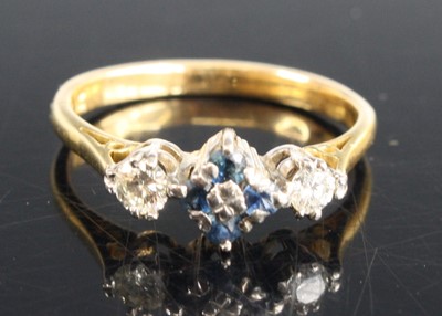 Lot 362 - A yellow and white metal, sapphire and diamond...