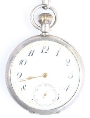 Lot 337 - A silver open face manual wind pocket watch,...