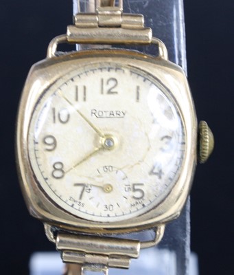 Lot 322 - A 9ct yellow gold manual wind Rotary watch,...