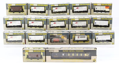 Lot 416 - Tray of Wrenn items: one coach & 16 wagons,...