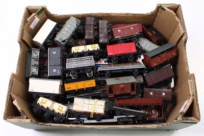 Lot 425 - Approx 55 unboxed goods wagons, a wide variety...