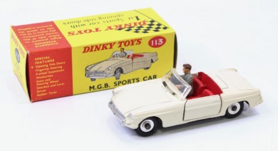 Lot 1107 - Dinky Toys No. 113 MGB sports car comprising...