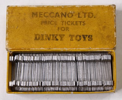 Lot 1345 - Dinky Toys (Meccano Ltd) metal price tickets,...