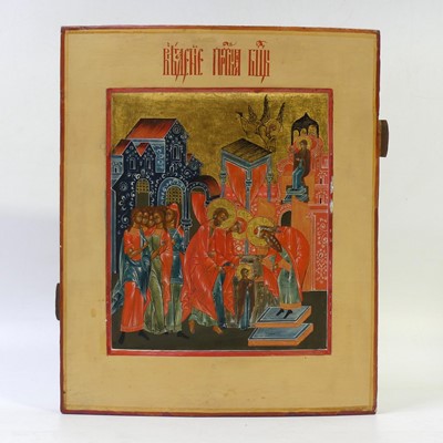 Lot 1238 - A Russian icon depicting the presentation of...