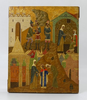 Lot 1236 - A Russian icon depicting a scene from the life...