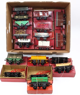 Lot 270 - Seventeen Hornby 0-gauge goods wagons, nearly...