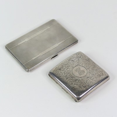 Lot 306 - A George VI silver cigarette case, of hinged...