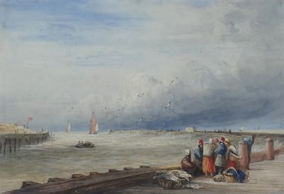 Lot 1148 - David Cox Senior (RWS 1783-1859) - Calais Pier...