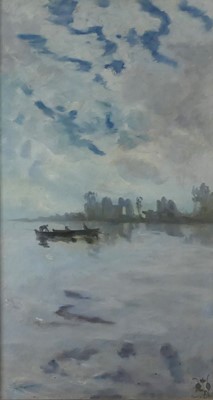 Lot 1183 - 20th Century school - Boating scene at dusk,...