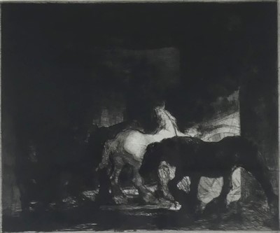 Lot 1159 - Edmund Blampied (1886-1966) - Shire horses in...