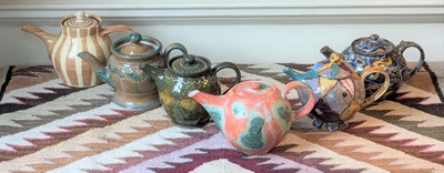 Lot 1016 - A collection of studio pottery teapots, to...