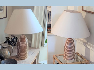 Lot 1110 - A pair of brown glazed studio pottery table...