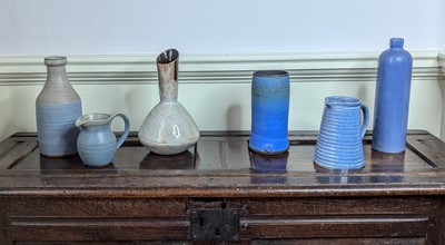 Lot 1056 - Hattie Bawden, a blue glazed stoneware vase,...