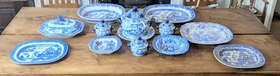 Lot 1010 - A collection of Victorian blue and white...