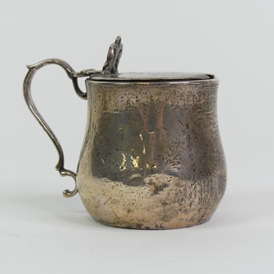 Lot 301 - A silver mustard, having a blue glass liner, 3....