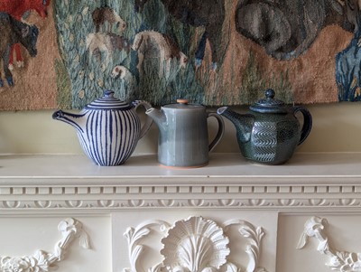 Lot 1031 - Sue Binns, a blue and white glazed studio...