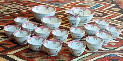 Lot 1033 - A Newhall porcelain tea set, circa 1800,...