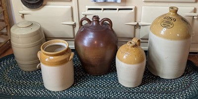 Lot 1026 - A German salt glazed stoneware flagon, 19th...