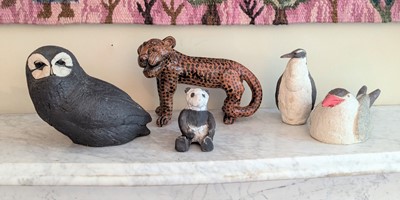 Lot 1021 - A collection of five studio pottery models of...