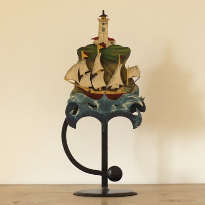 Lot 1087 - A vintage folk-art painted steel ship...